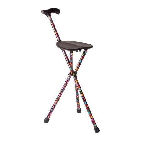 Healthsmart Switch Sticks Folding Walking Cane and Walking Stick with Seat, 220 pounds capacity, Bubbles 502-2002-5100